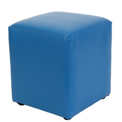 Taburet Cube imitatie piele - albastru